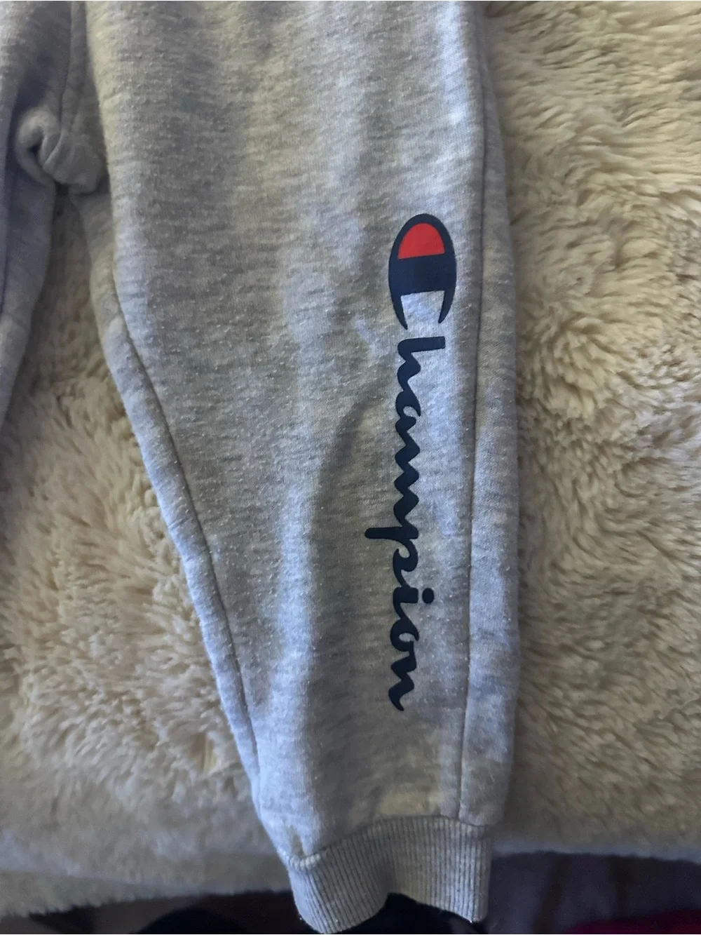 Champion Grey Kids Logo Joggers with Navy & Red Accents